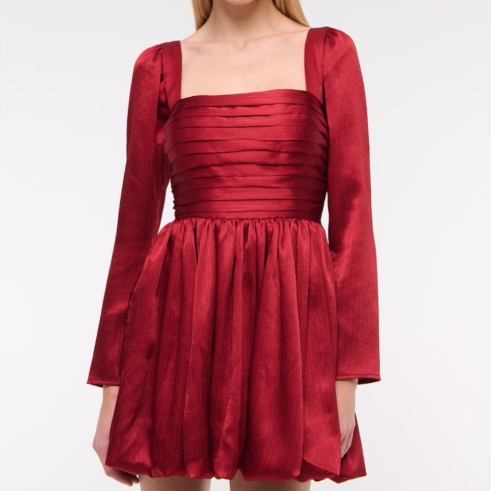 NWT Abercrombie & Fitch Emerson Bubble Hem Satin Mini Dress